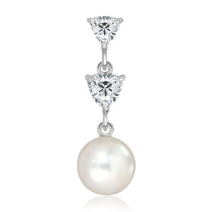 Elna S Pearl and White Topaz-stříbrný přívěsek s perlou a bílým topazem